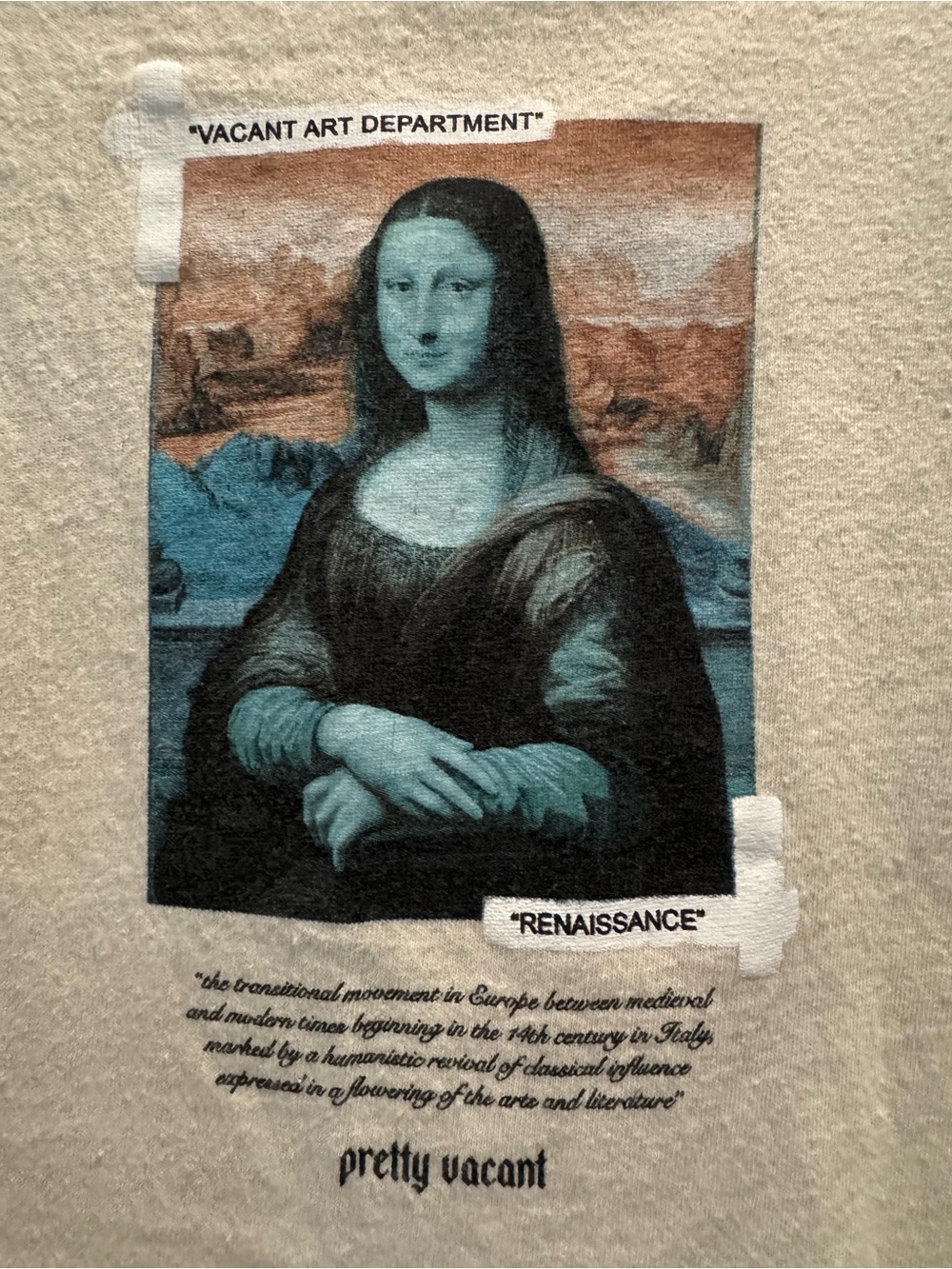 Pretty Vacant Men's Renaissance Mona Lisa Graphic Tee Natural Size Large